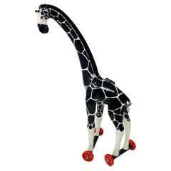 Vintage Giraffe on Wheels Sculpture by Andree Richmond