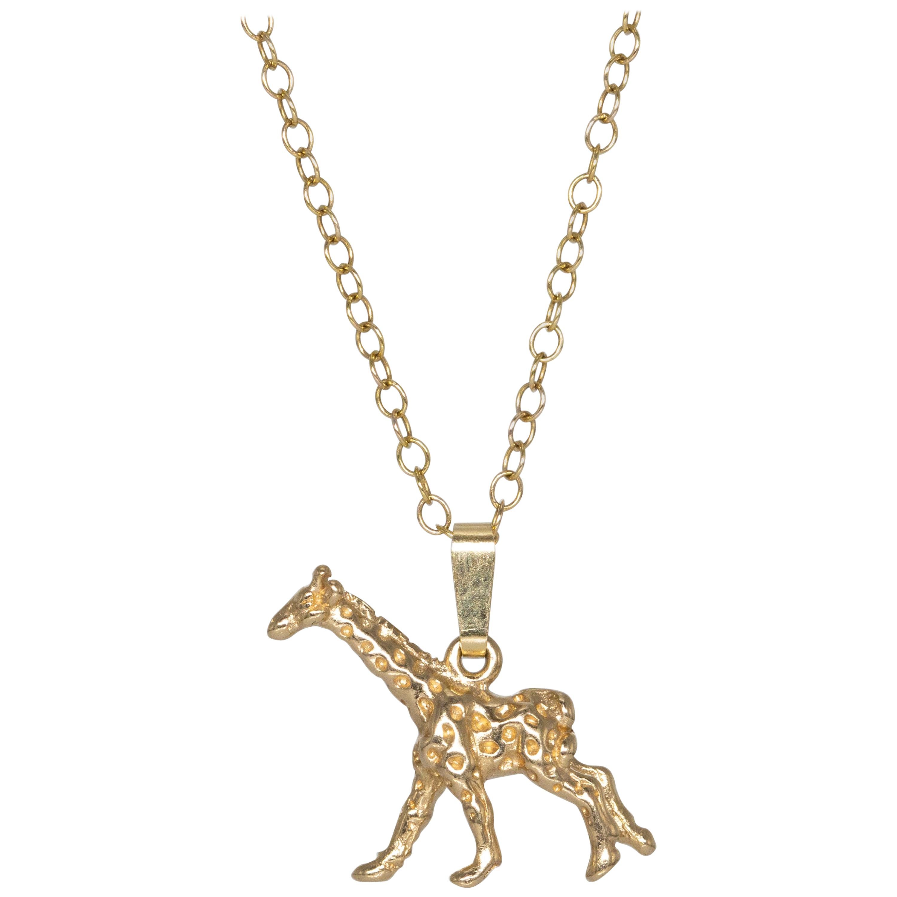 Giraffe Pendant in Solid Gold For Sale