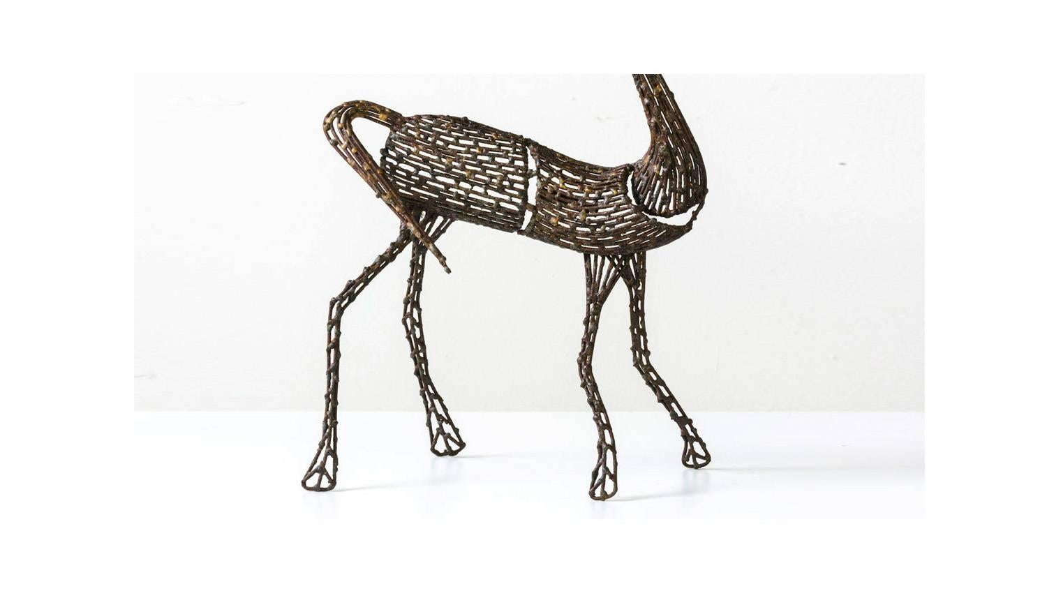 Modern Giraffe Sculpture by Salvino Marsura, Hand Welded Steel, Late 20th Century For Sale