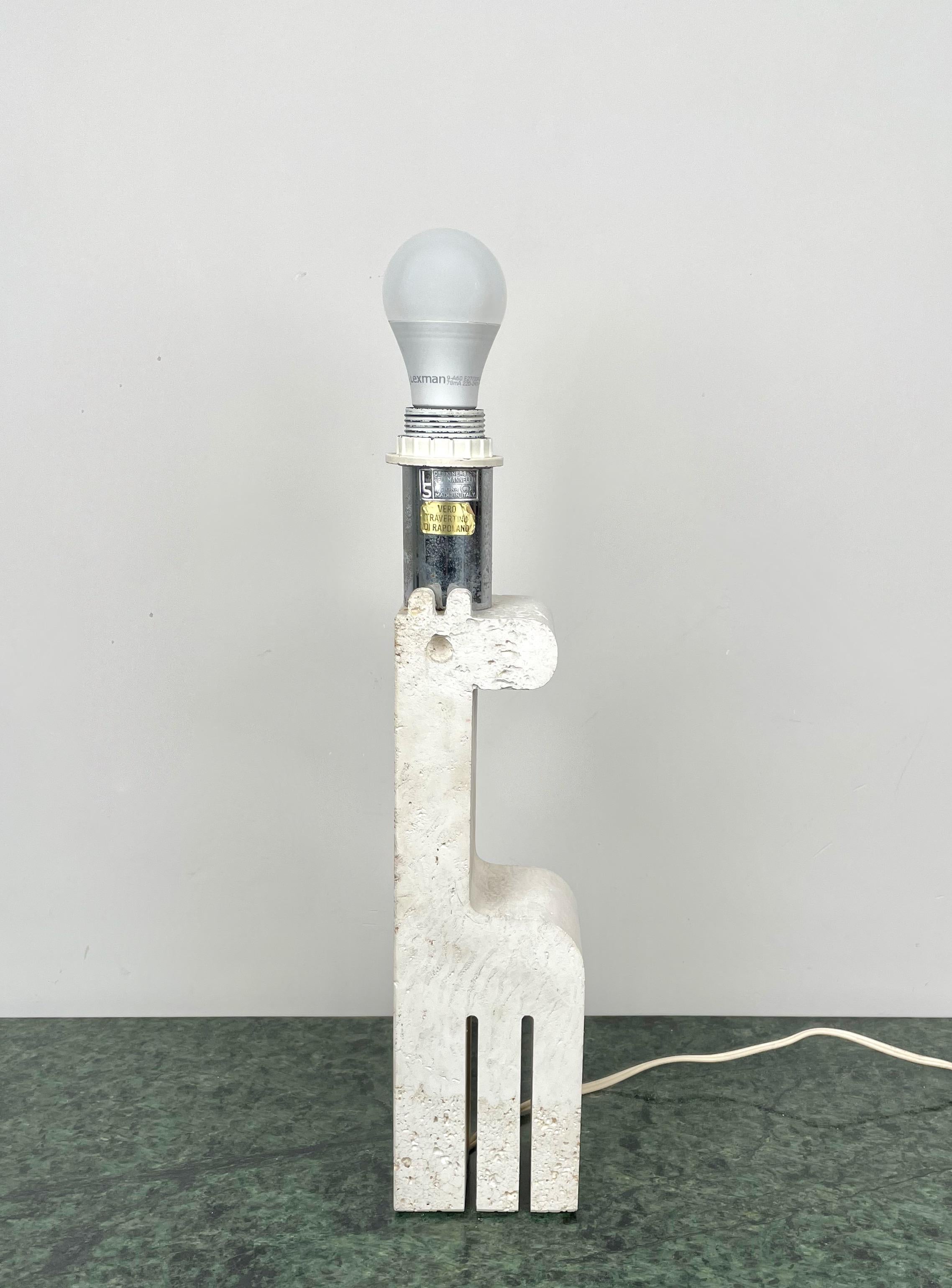 Giraffe Table Lamp in Travertine by Fratelli Mannelli, Italy, 1970s For Sale 11