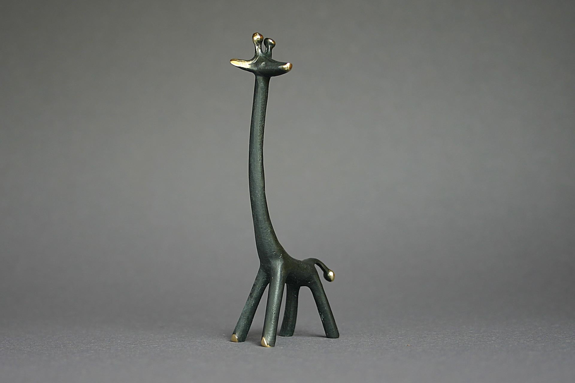 Contemporary Giraffe Walter Bosse figurines brass patinated new Vienna Austria For Sale