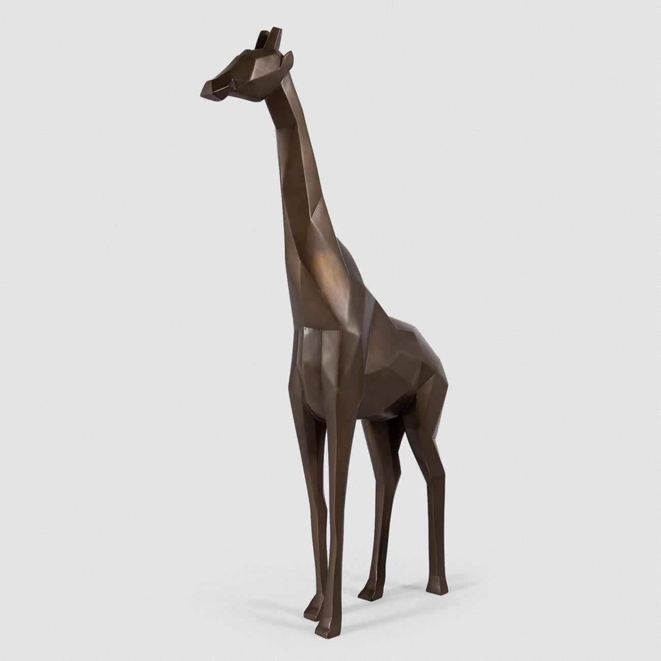 Sculpture Girafle in resin, 
in patinated bronzage finish.
Cubic style sculpture.
Exceptional piece.