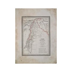 Circa 1825 original engraving of the map of Syria by Giraldon Bovinet