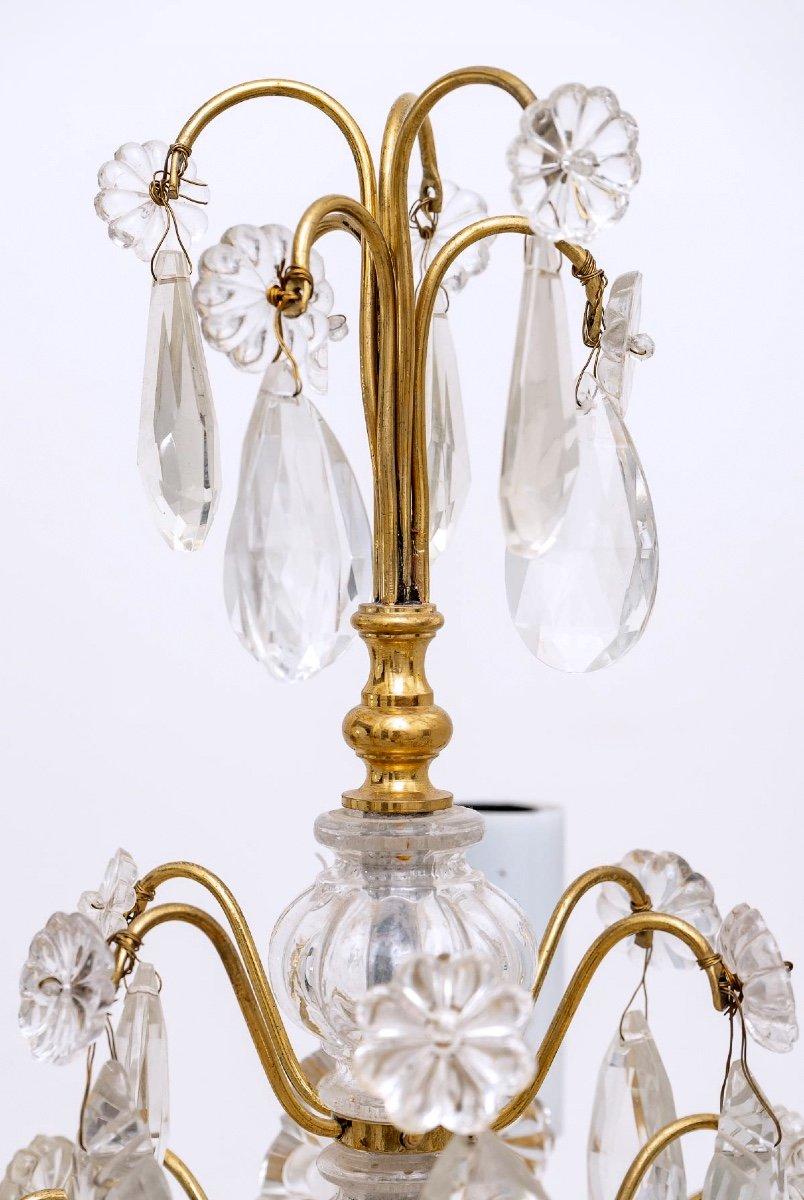 French Girandole - Gilt Bronze - Baccarat Crystal Pendants - 20th Century For Sale