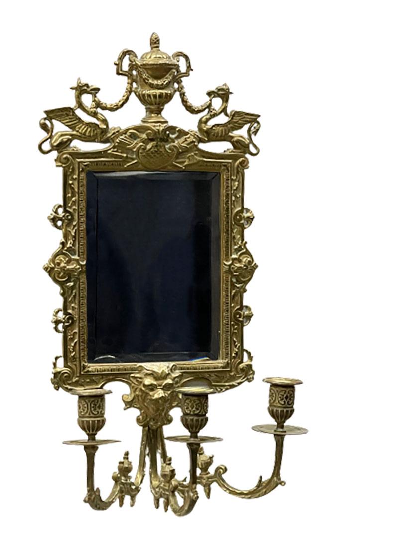 European Girandole Mirrors with 3-Armed Candleholders, circa 1900 For Sale