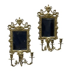 Antique Girandole Mirrors with 3-Armed Candleholders, circa 1900