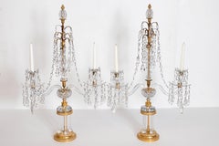 Girandoles Pair of English Regency Cut-Crystal Two Branches