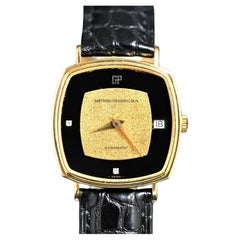 Girard Perregaux oro giallo 18 carati quadrante nero e oro con diamanti automatico, anni '70