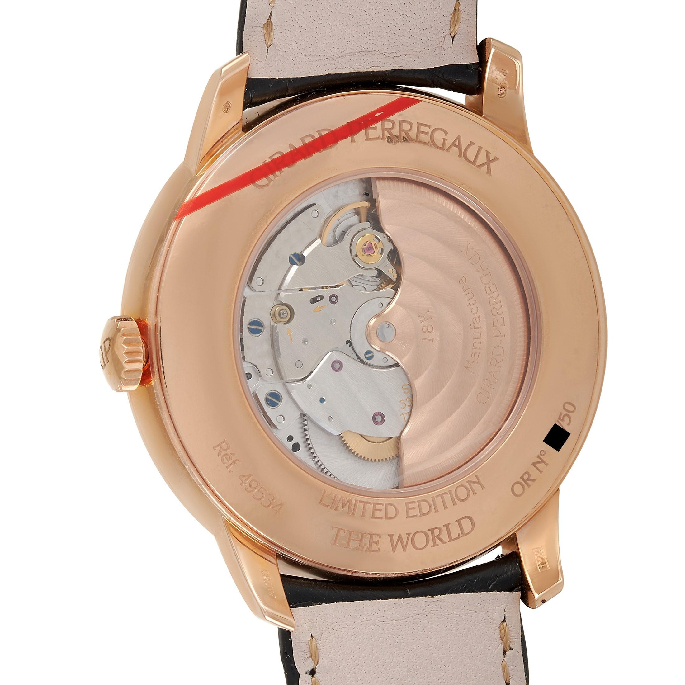 Reloj Girard Perregaux 1966 el Mundo Esfera esmaltada Cloisonné 49534-52-1329SBB6A en Nuevo Estado en Southampton, PA