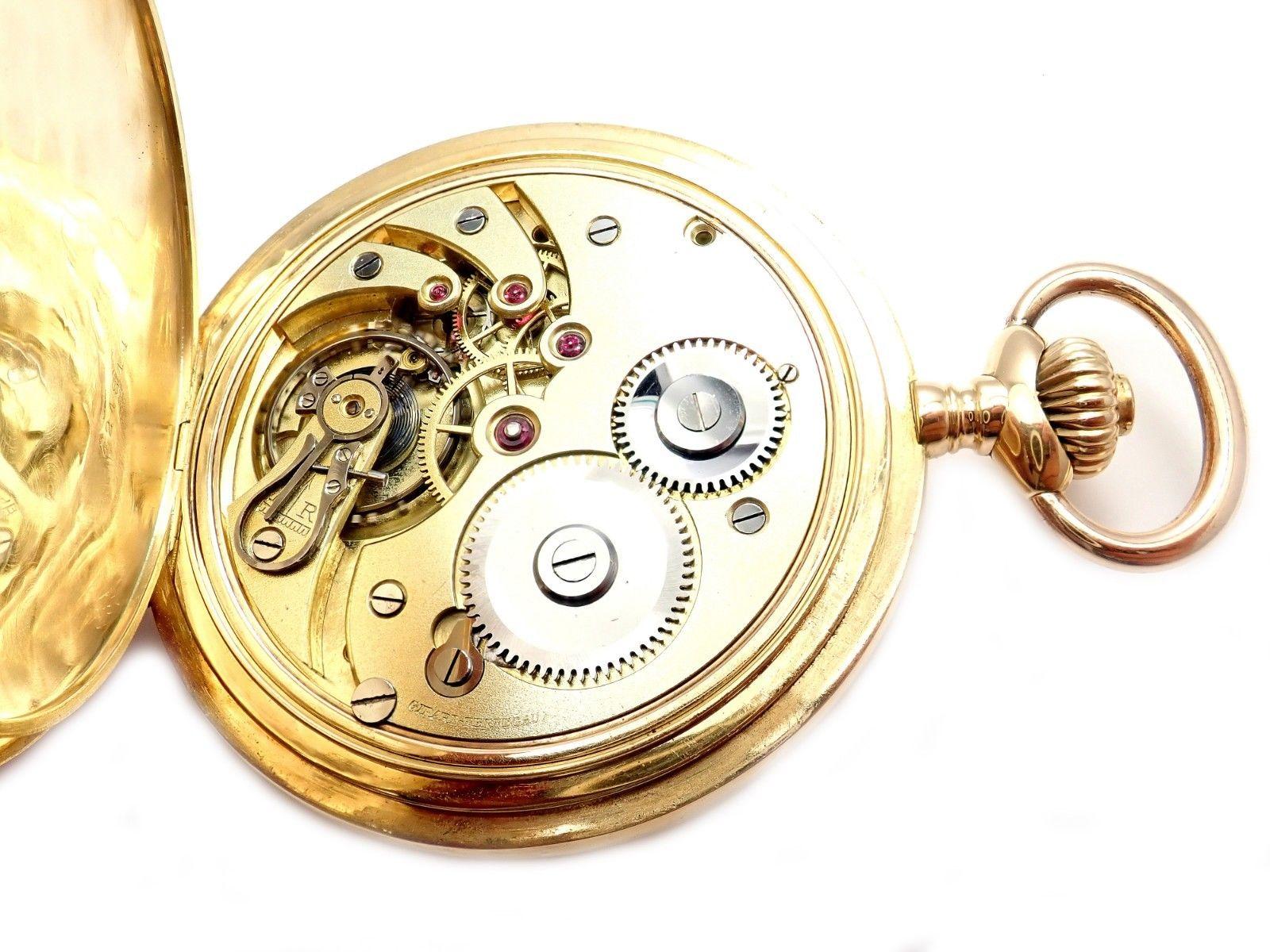 Girard Perregaux Large Hunter Case Yellow Gold Pocket Watch In Excellent Condition In Holland, PA