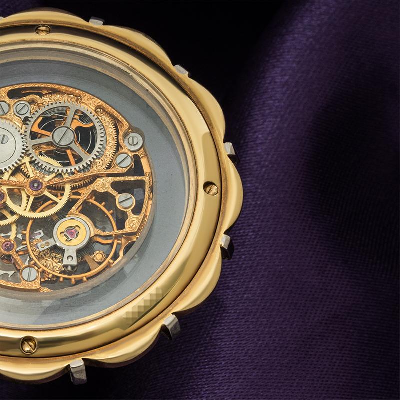 Girard Perregaux. A Rare Gold Skeleton Diamond & Ruby Set Pocket Watch C1960S 2