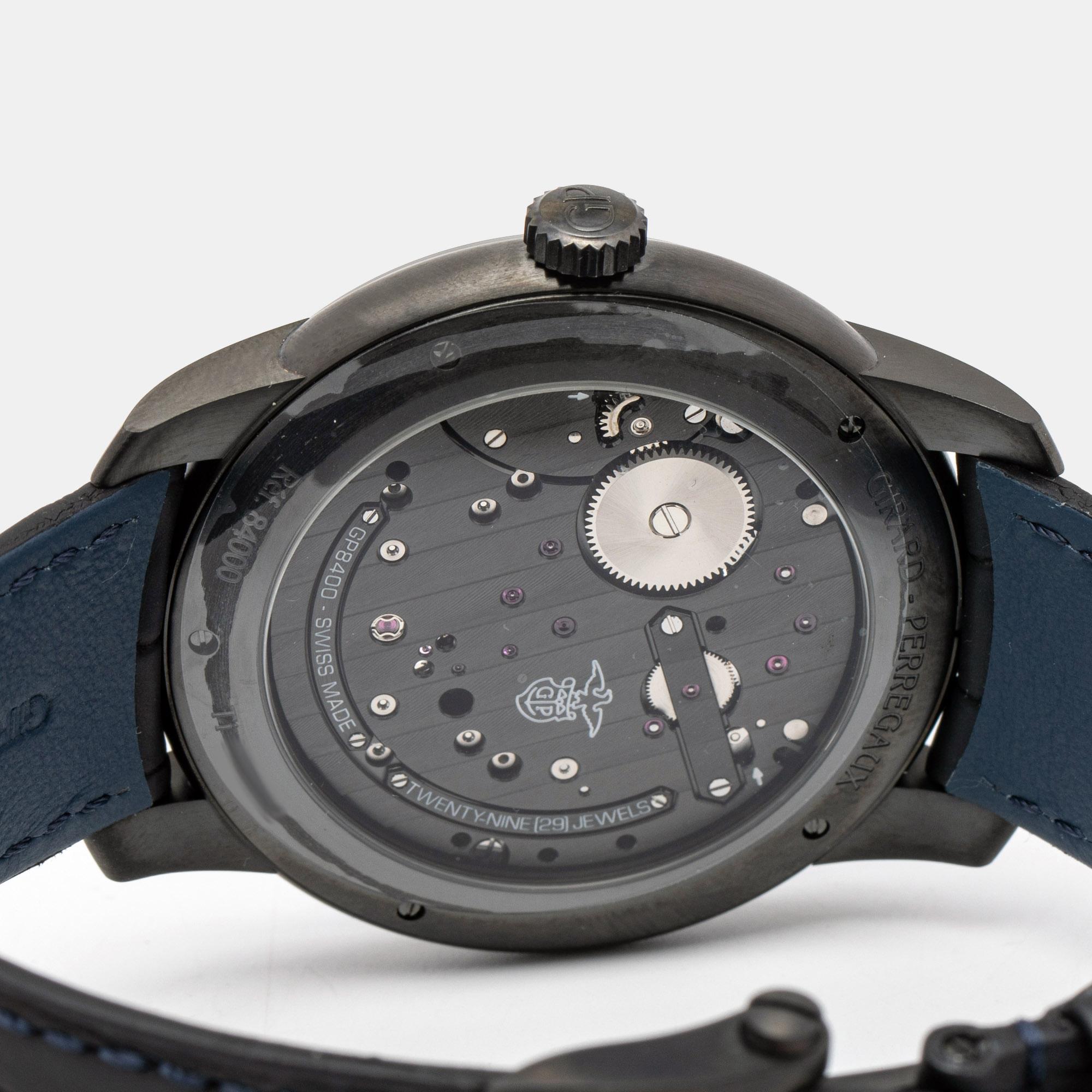 Girard-Perregaux Black Skeleton 8400-21-632-BH6A Men's Wristwatch 45 mm In Excellent Condition In Dubai, Al Qouz 2