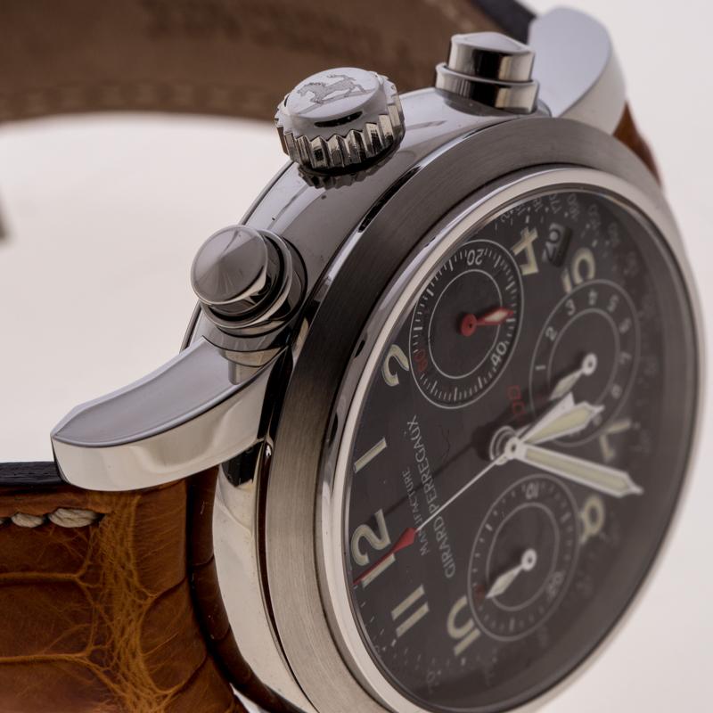 Contemporary Girard Perregaux BlackLeather Chronograph Ref.8020 Mens Wristwatch 36 MM
