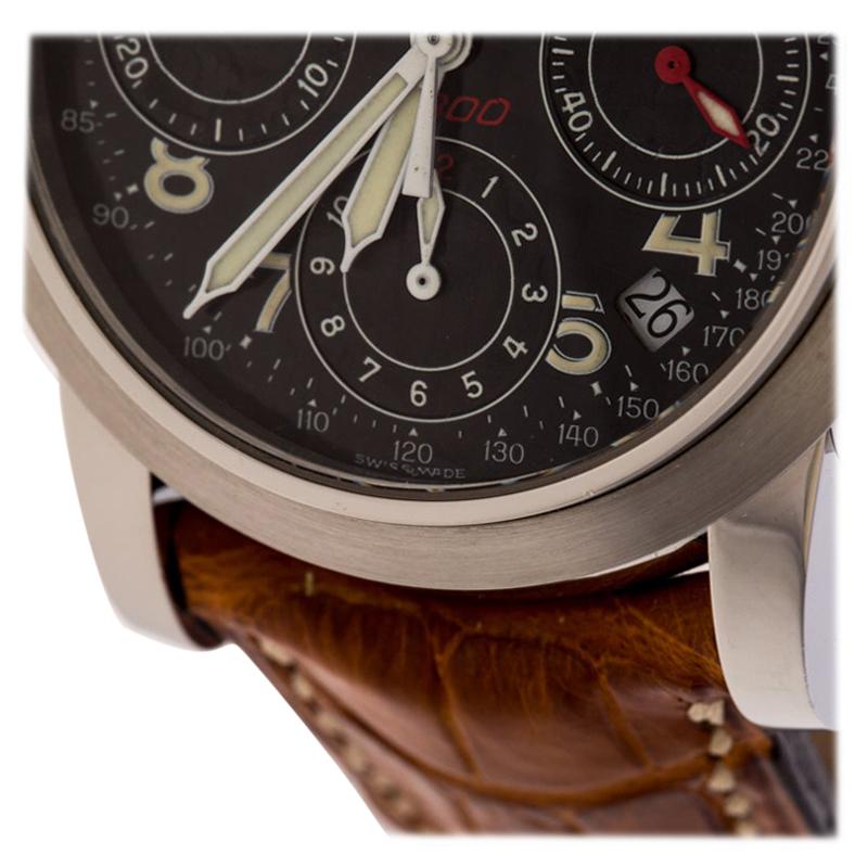 Girard Perregaux BlackLeather Chronograph Ref.8020 Mens Wristwatch 36 MM