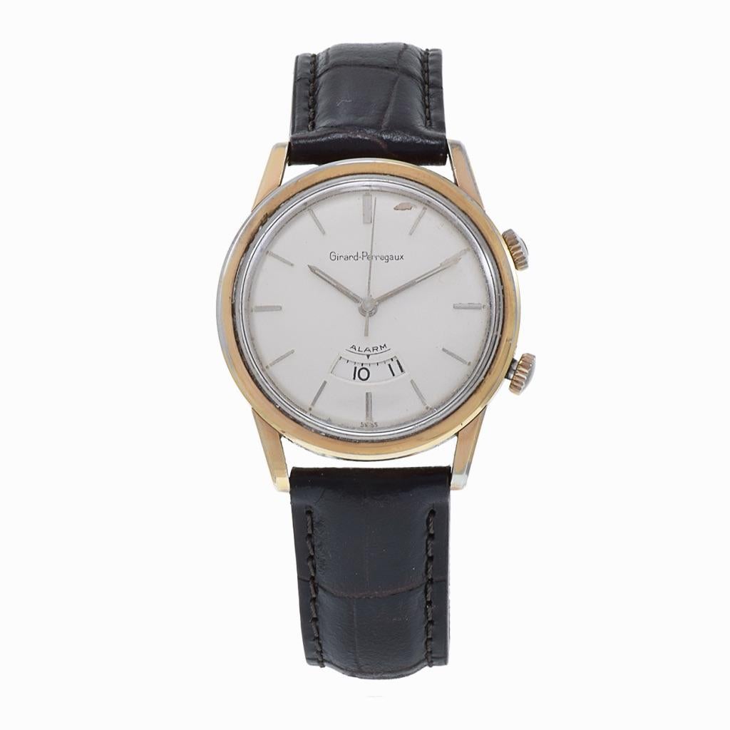 Girard Perregaux Calatrava Alarm Watch Manual Wind Gold Plated In Good Condition For Sale In New York, NY