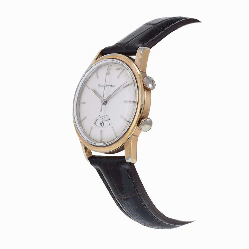 Girard Perregaux Calatrava Alarm Watch Manual Wind Gold Plated In Good Condition For Sale In New York, NY