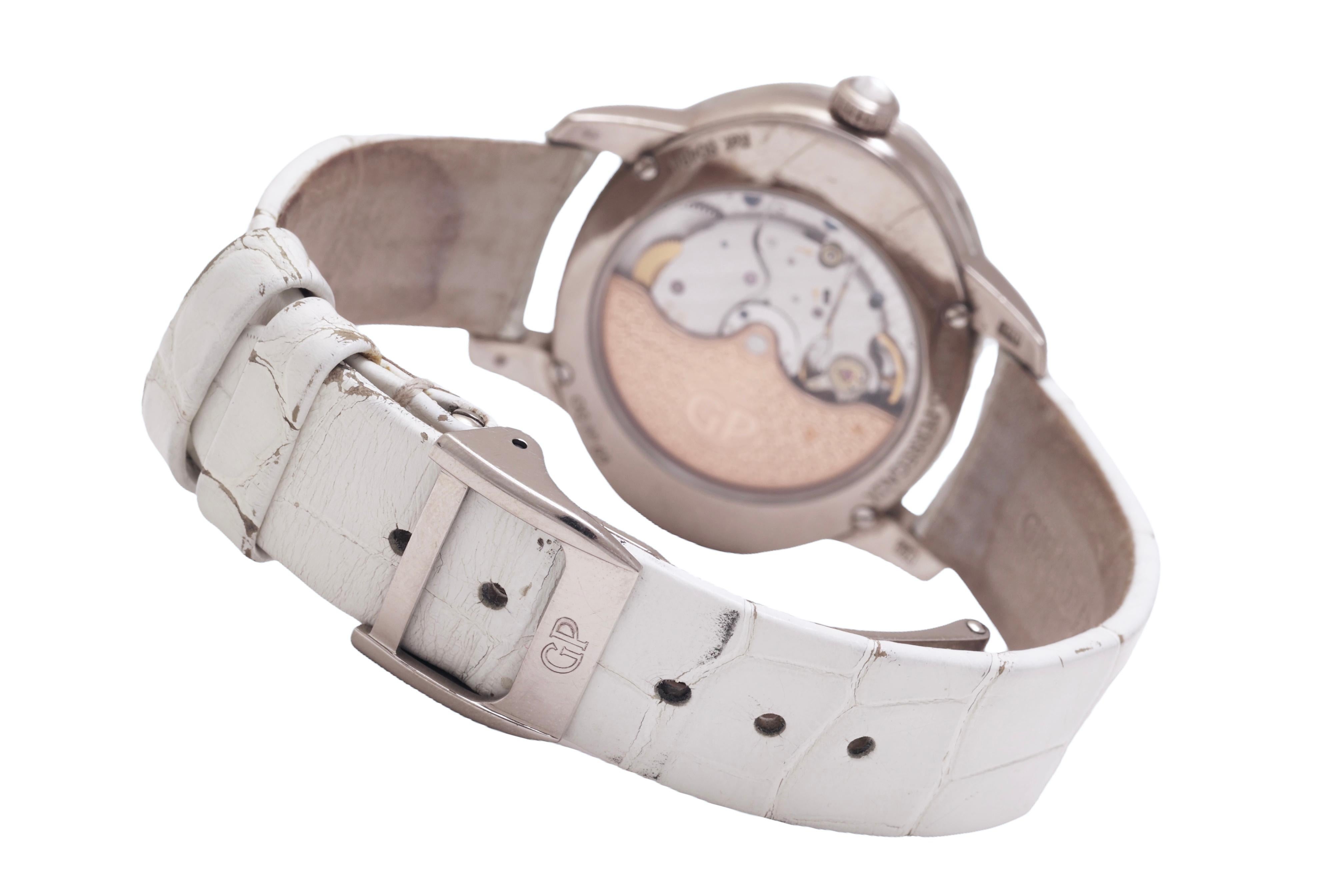 Artisan Girard Perregaux Cat' s Eye 18 Kt White Gold Automatic Diamond Watch For Sale