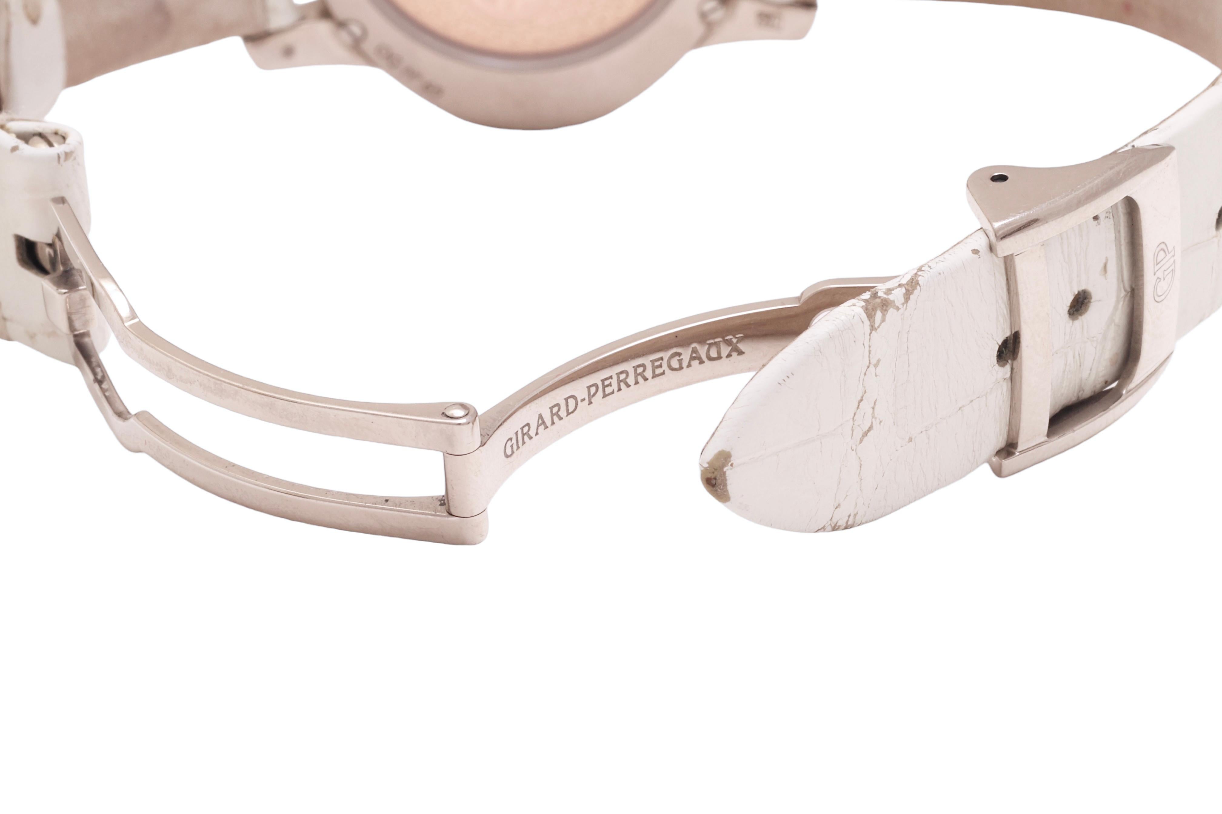Women's or Men's Girard Perregaux Cat' s Eye 18 Kt White Gold Automatic Diamond Watch For Sale
