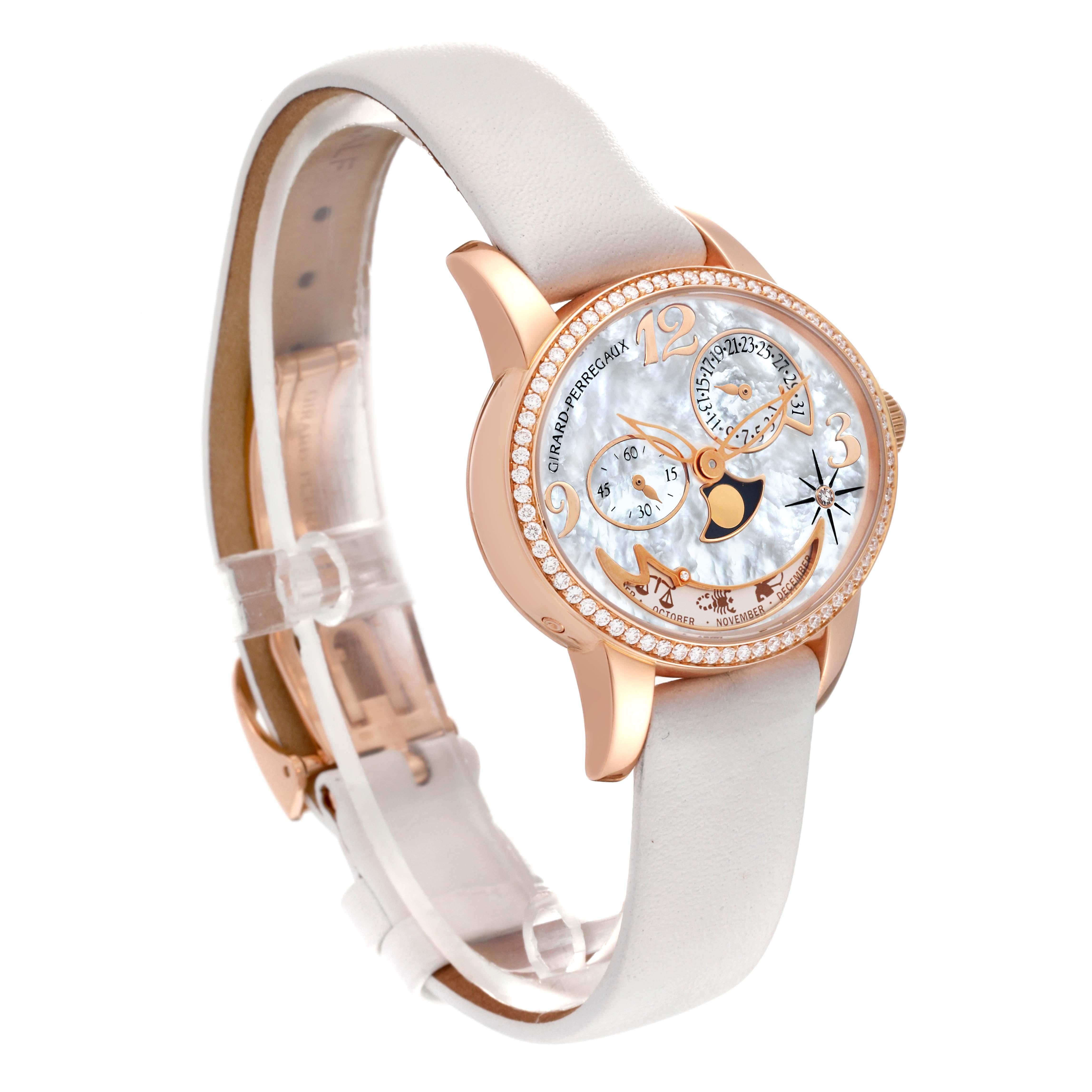 Girard Perregaux Cat's Eye Rose Gold Mother Of Pearl Diamond Ladies Watch 80483 For Sale 2