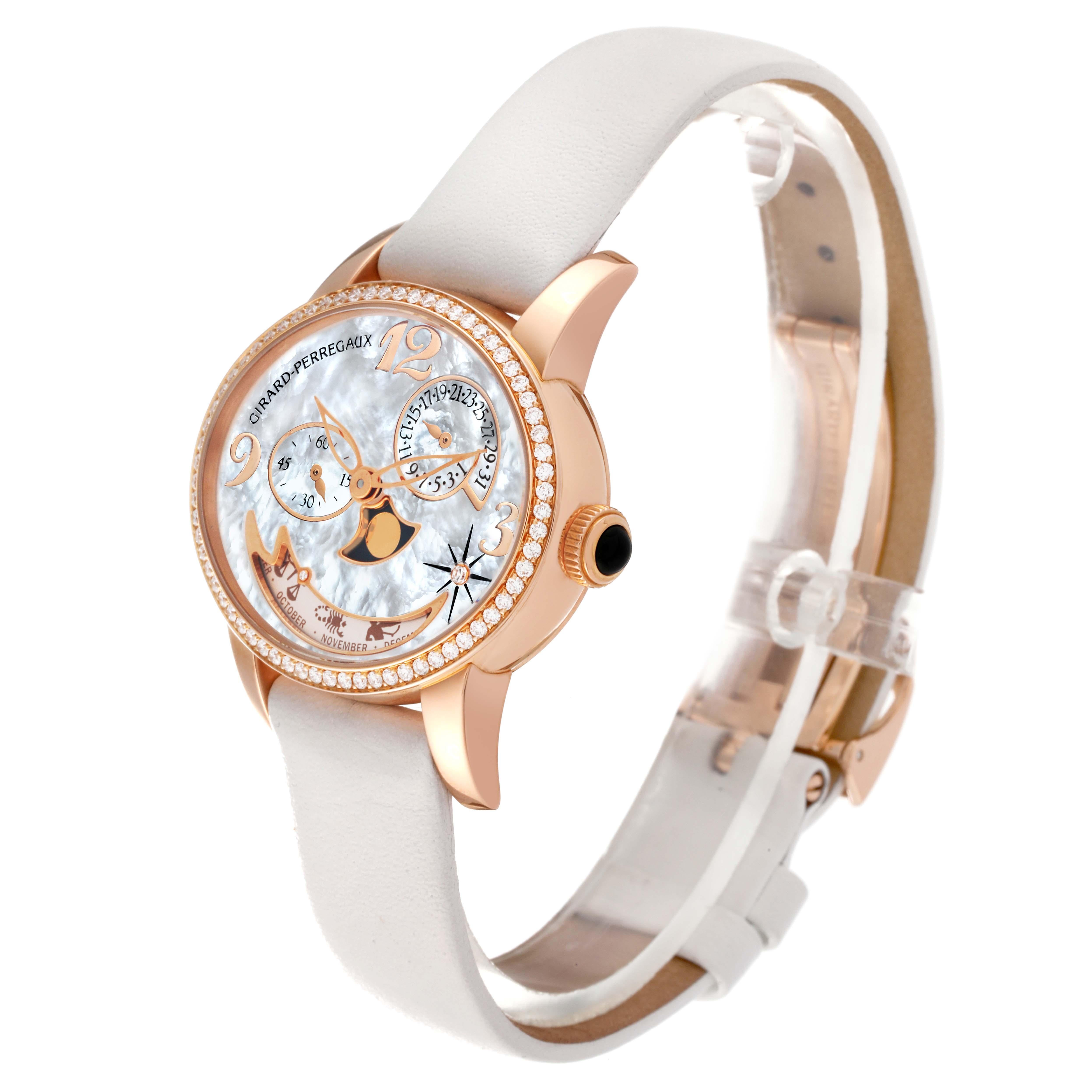 Girard Perregaux Cat's Eye Rose Gold Mother Of Pearl Diamond Ladies Watch 80483 For Sale 3