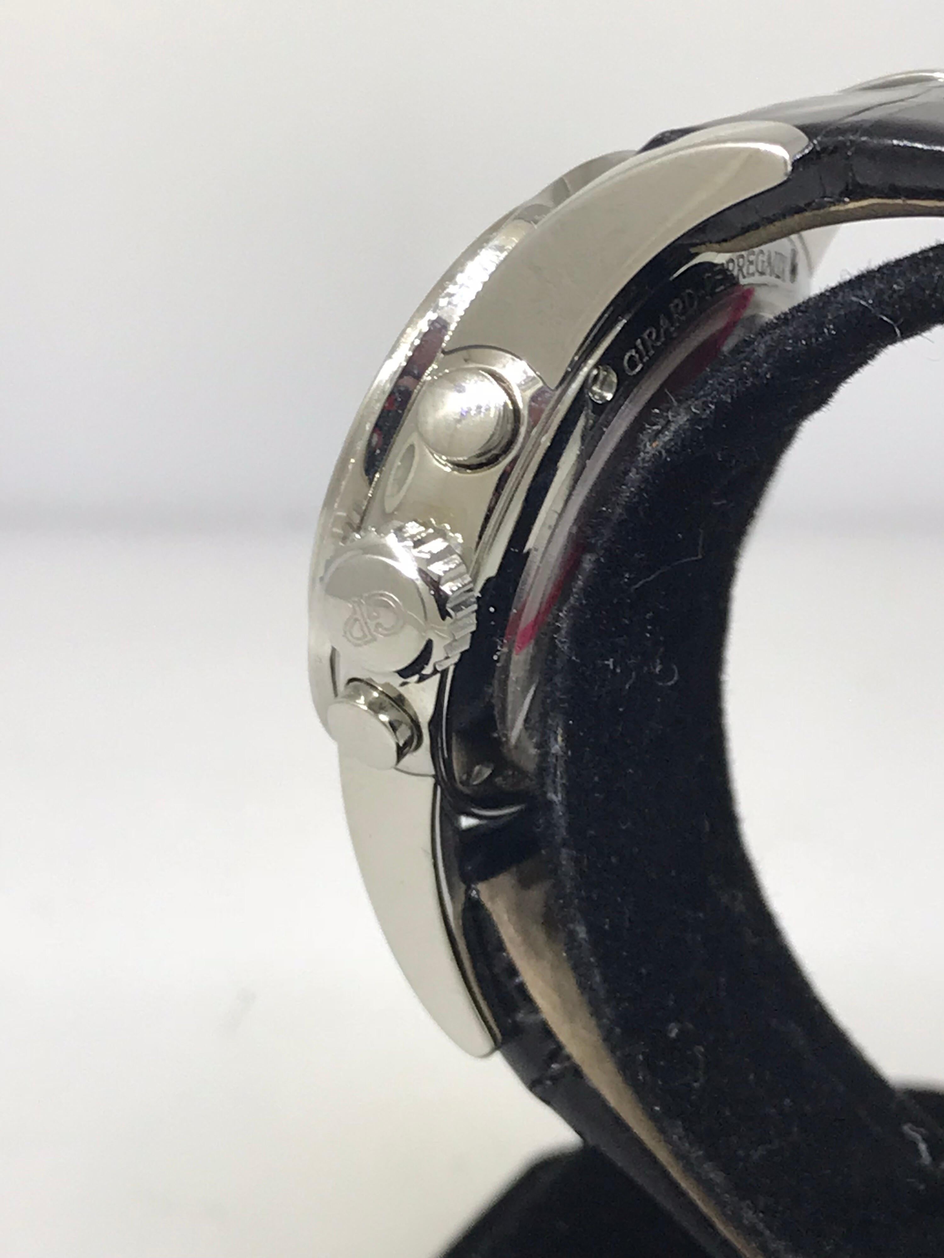 Girard Perregaux Diamond Bezel Chronograph Leather Band Ladies Watch 8046 New For Sale 2