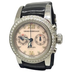 Girard Perregaux Diamond Bezel Chronograph Leather Band Ladies Watch 8046 New