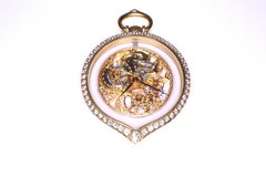 Girard Perregaux Diamond Gold Tear Drop Shape See through Pocket Watch Pendant
