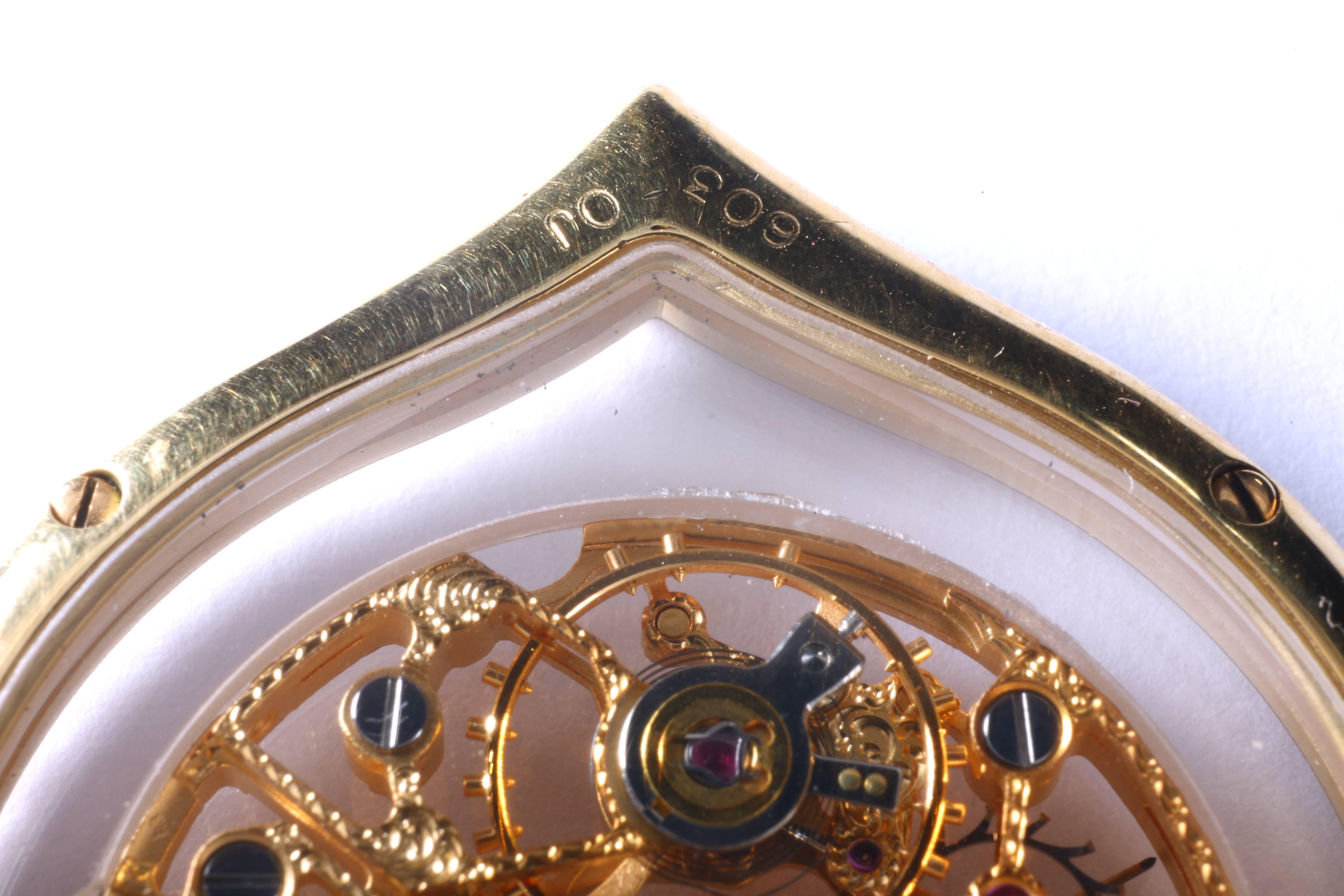 Girard Perregaux Diamond Gold Tear Drop Shape See through Pocket Watch Pendant For Sale 1