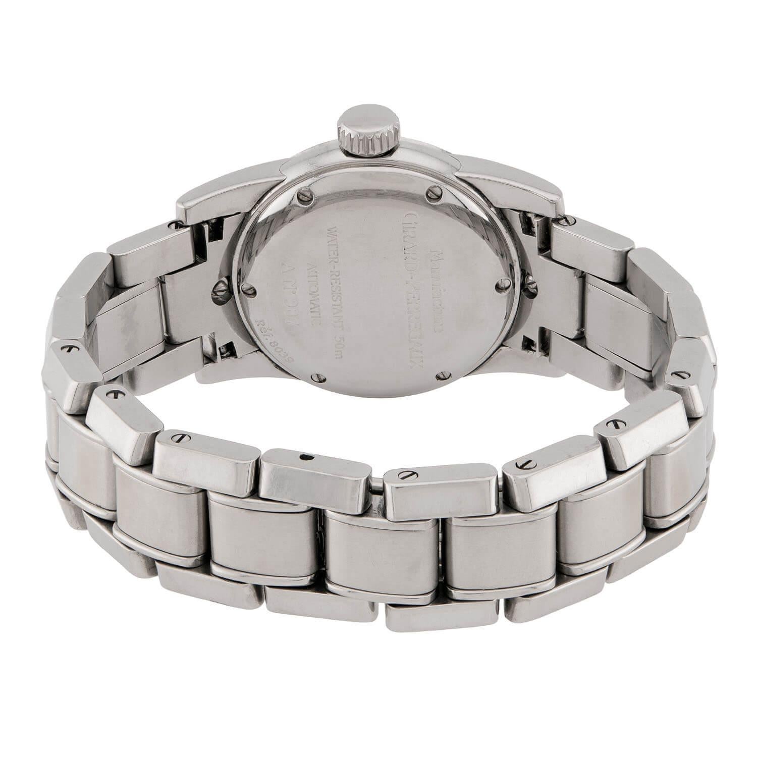 GIRARD-PERREGAUX Estate Stainless Steel Diamond Women's Wristwatch In Good Condition For Sale In Narberth, PA