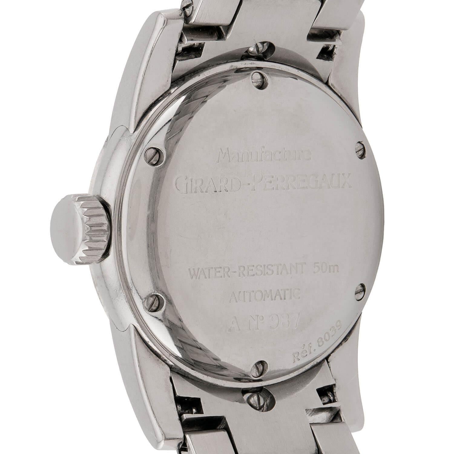 GIRARD-PERREGAUX Estate Stainless Steel Diamond Women's Wristwatch For Sale 1