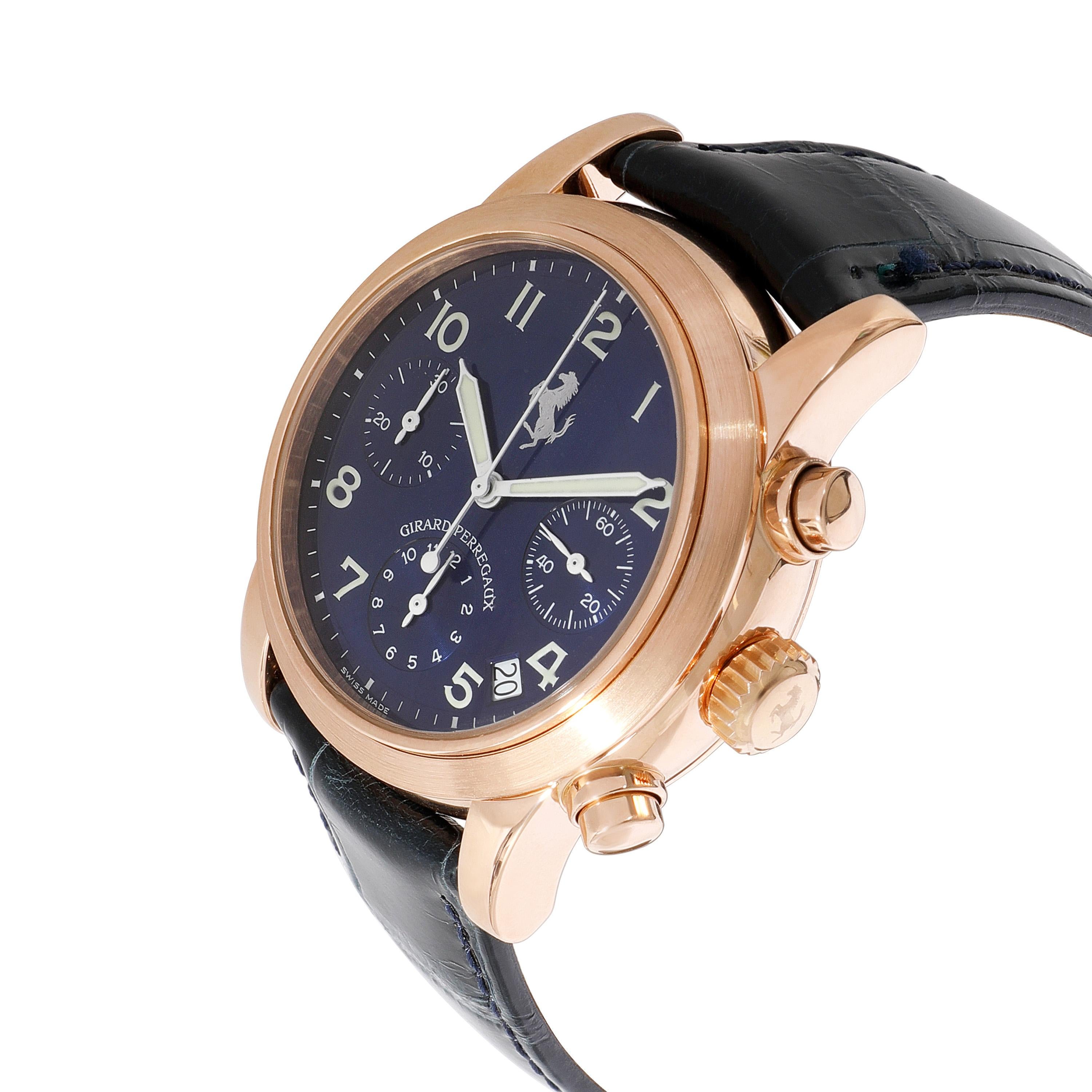 Girard Perregaux Ferrari Chronograph 8020 Men's Watch in 18kt Rose Gold In Excellent Condition In New York, NY