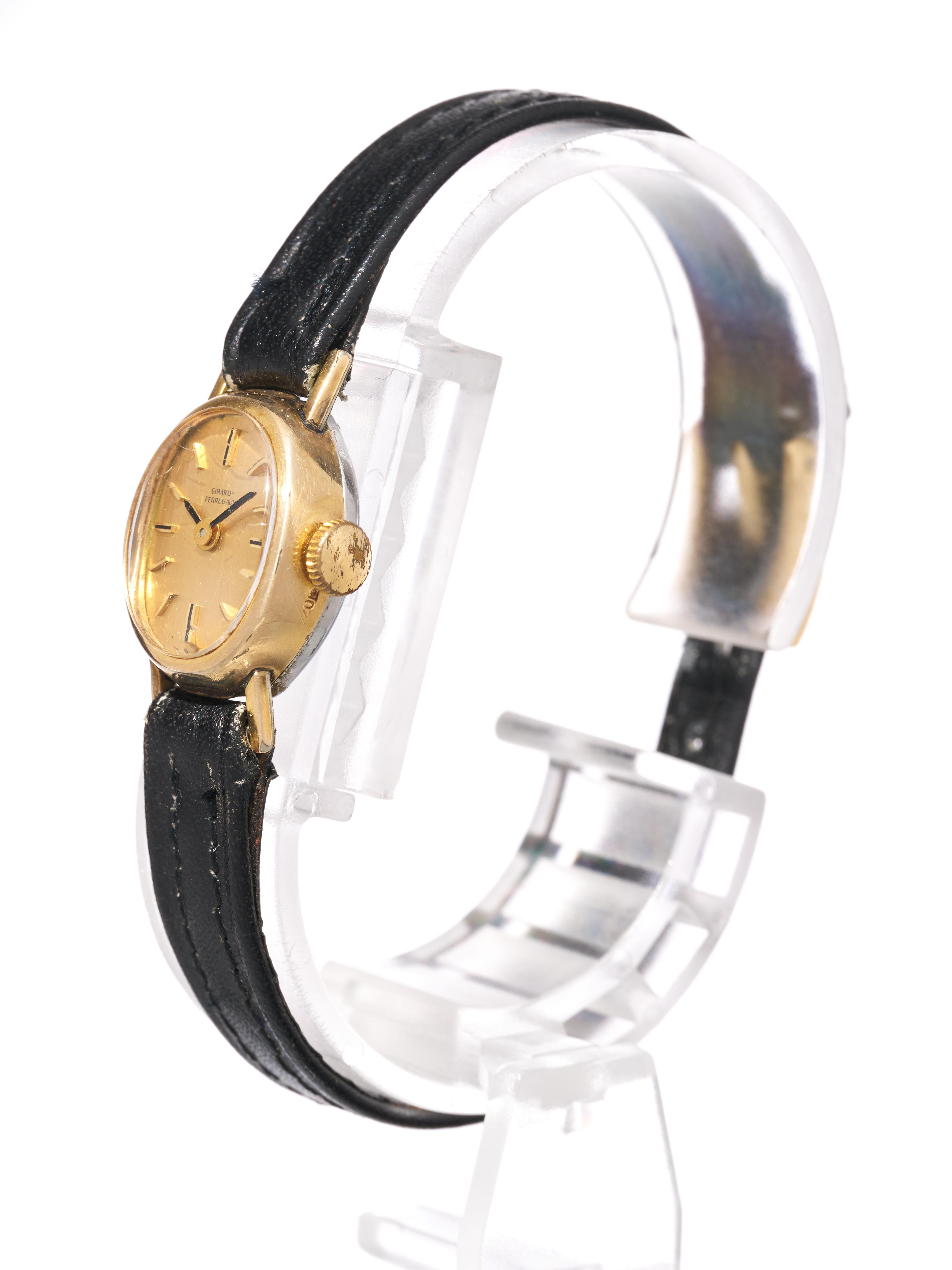 
Girard Perregaux Ladies Gold Watch 14mm Vintage Swiss Mechanical 1970 Rolled

One of the tiniest manual wind movements ever made

The watch measures 14mm wide excluding crown, 16mm with and the case 17mm tall without lugs, 23mm lug to lug