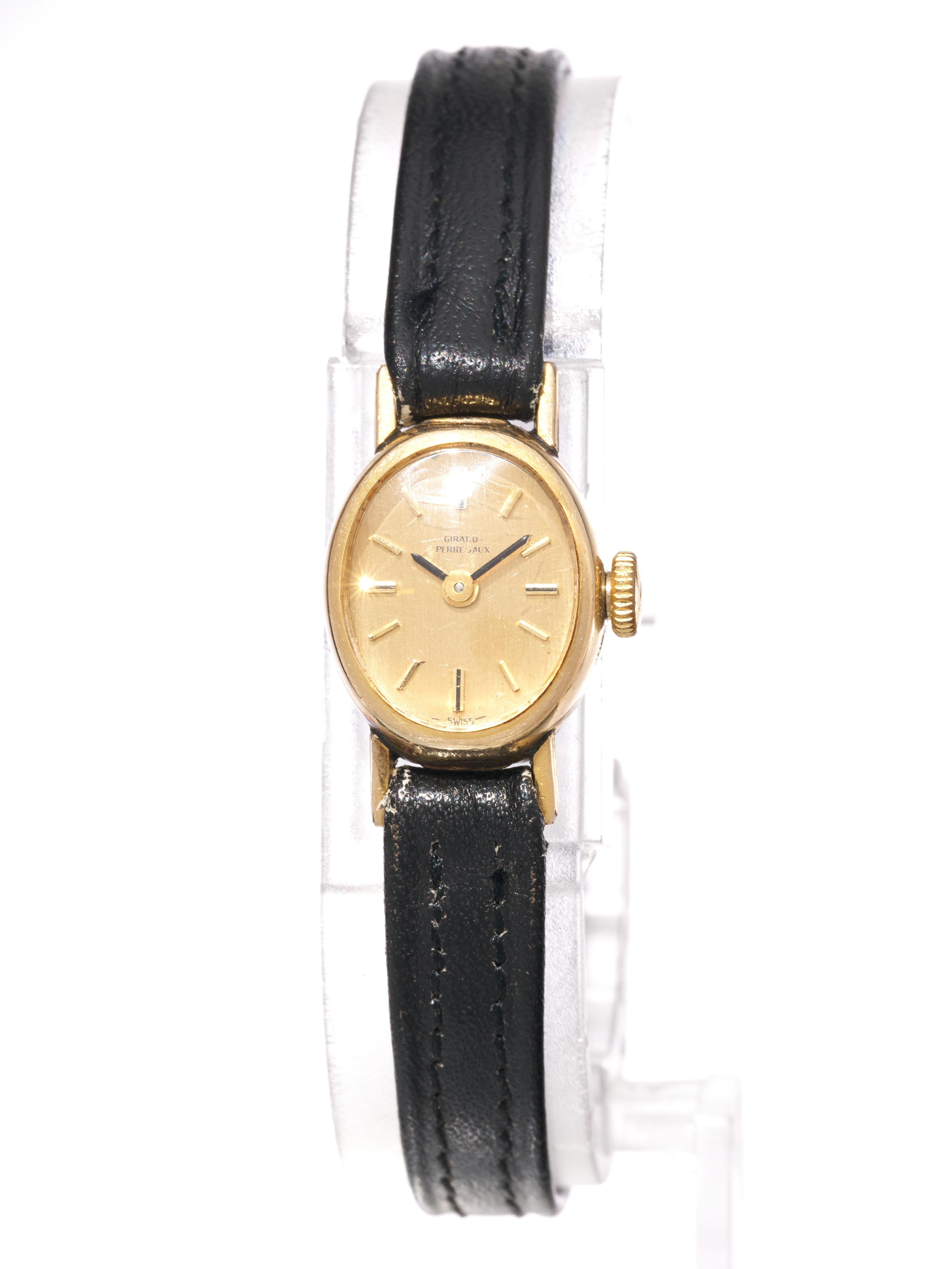 Art Deco Girard Perregaux Ladies Gold Watch 14mm Vintage Swiss Mechanical 1970 Rolled For Sale