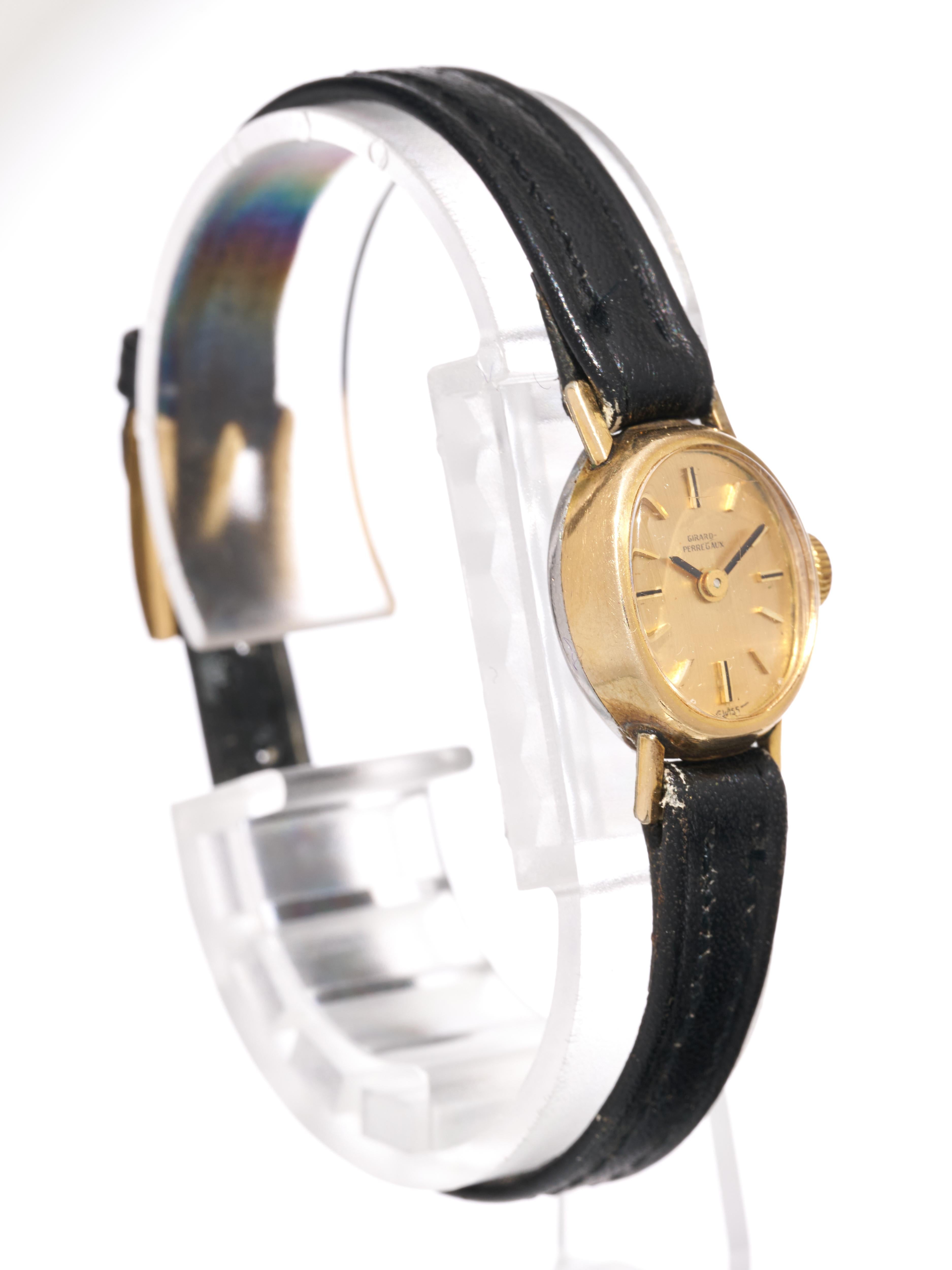Girard Perregaux Ladies Gold Watch 14mm Vintage Swiss Mechanical 1970 Rolled In Good Condition For Sale In London, GB