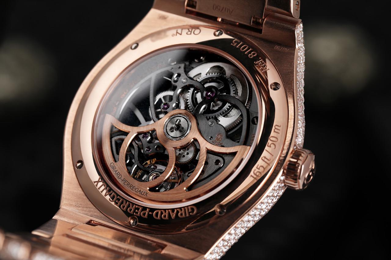 Girard-Perregaux Laureato Custom Full Diamond Rose Gold Skeleton Watch In New Condition In New York, NY