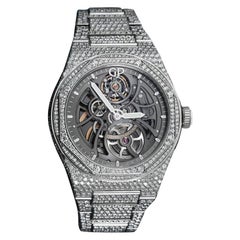 Girard-Perregaux Laureato: Edelstahl- Skelettuhr, maßgefertigt mit Volldiamant