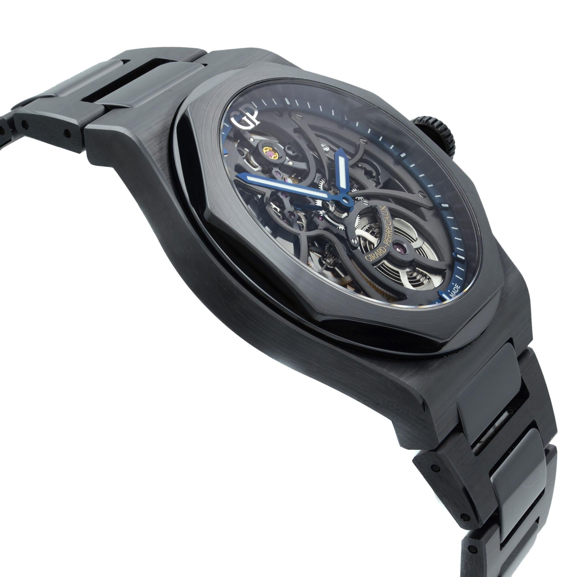 Girard Perregaux Laureato Skeleton Black Ceramic Automatic Watch 81015-32-176032 In Good Condition In New York, NY