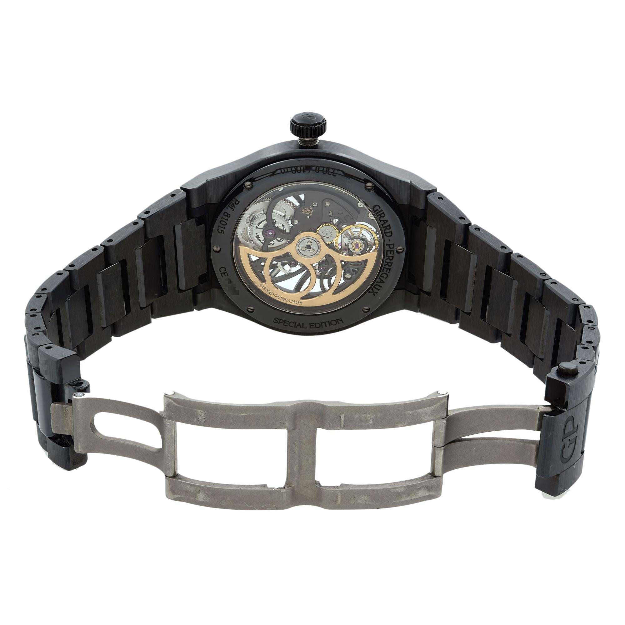Men's Girard Perregaux Laureato Skeleton Black Ceramic Automatic Watch 81015-32-176032