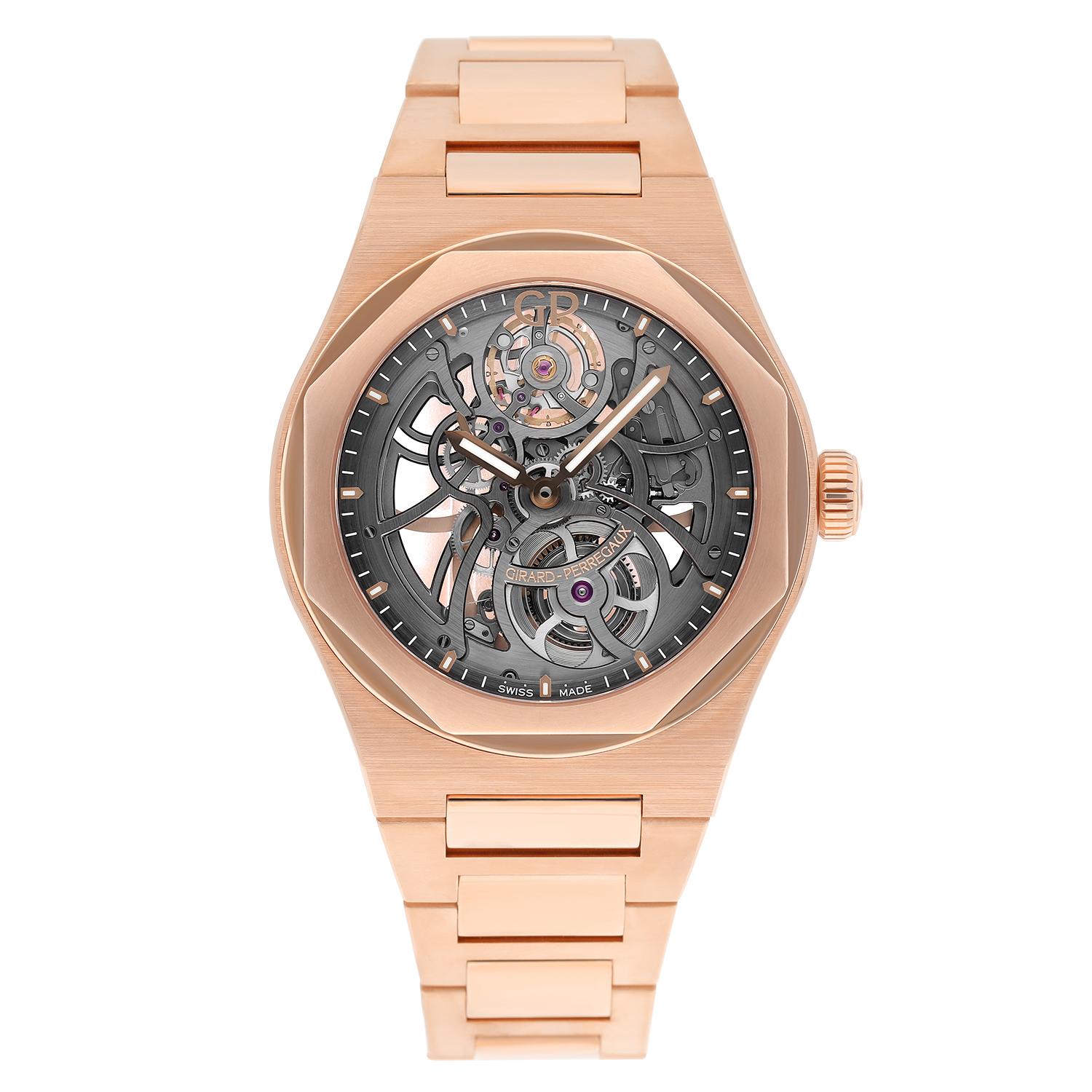 Skeleton watches represent great art in miniature: Since the intrinsically filigree movement parts are broken down to their supporting basic substance, they allow fascinating insights into their micromechanical cosmos. The Laureato Skeleton Ref.