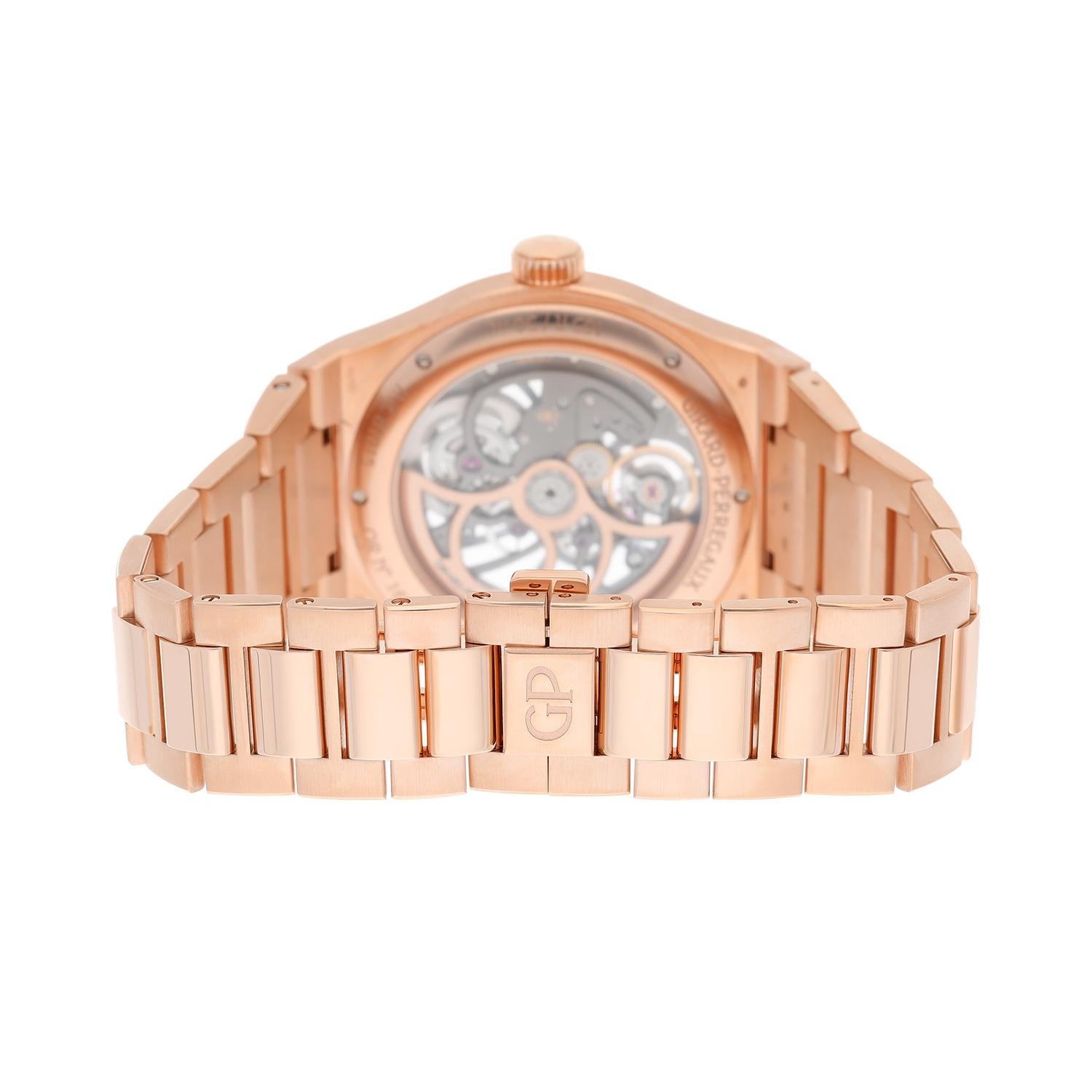 Girard Perregaux Laureato Skeleton Openworked Rose Gold Bracelet 81015 Watch B/P For Sale 2