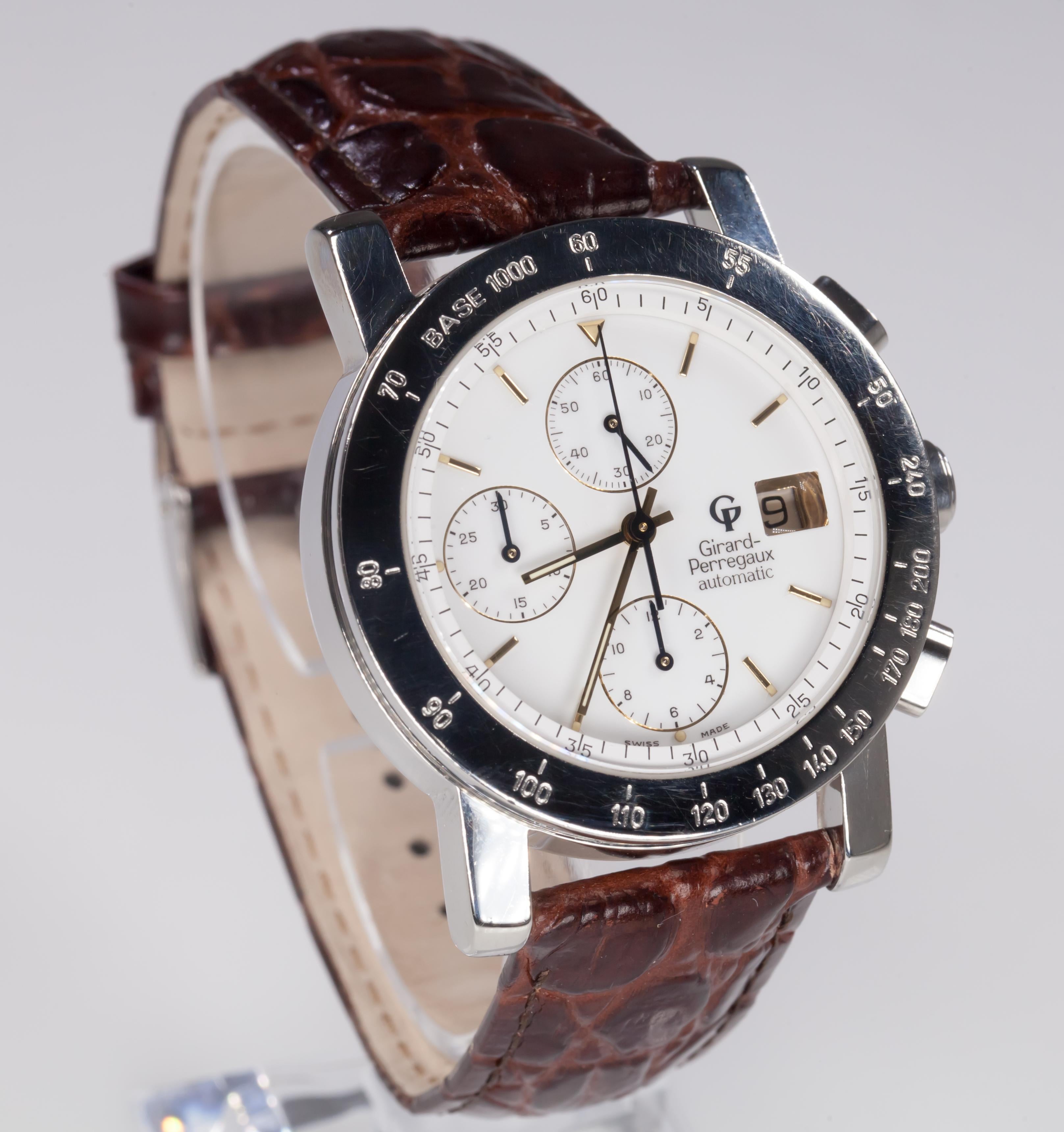 Modern Girard Perregaux Men's Stainless Steel Automatic Chronograph Watch GP7000 For Sale
