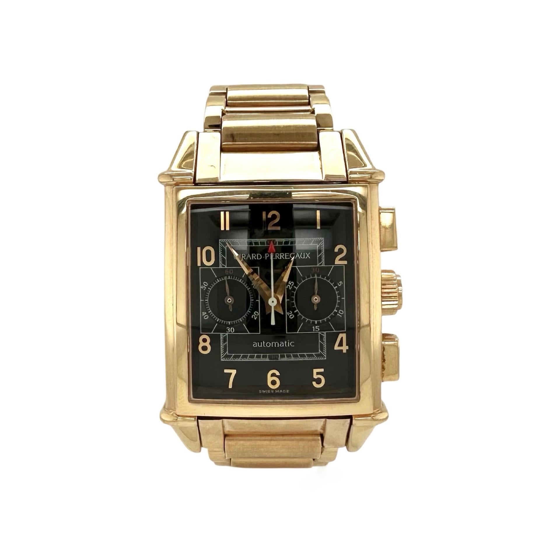 Girard Perregaux Ref. 2599 Vintage 1945 18k Rose Gold Chrono Rectangular Watch For Sale 3