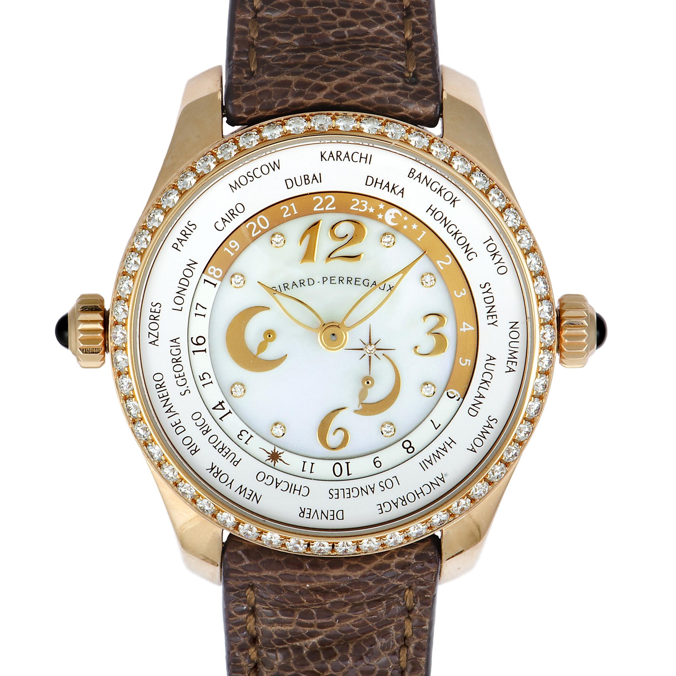 Women's Girard Perregaux Rose Gold World Time Chronograph Watch 49860D52A