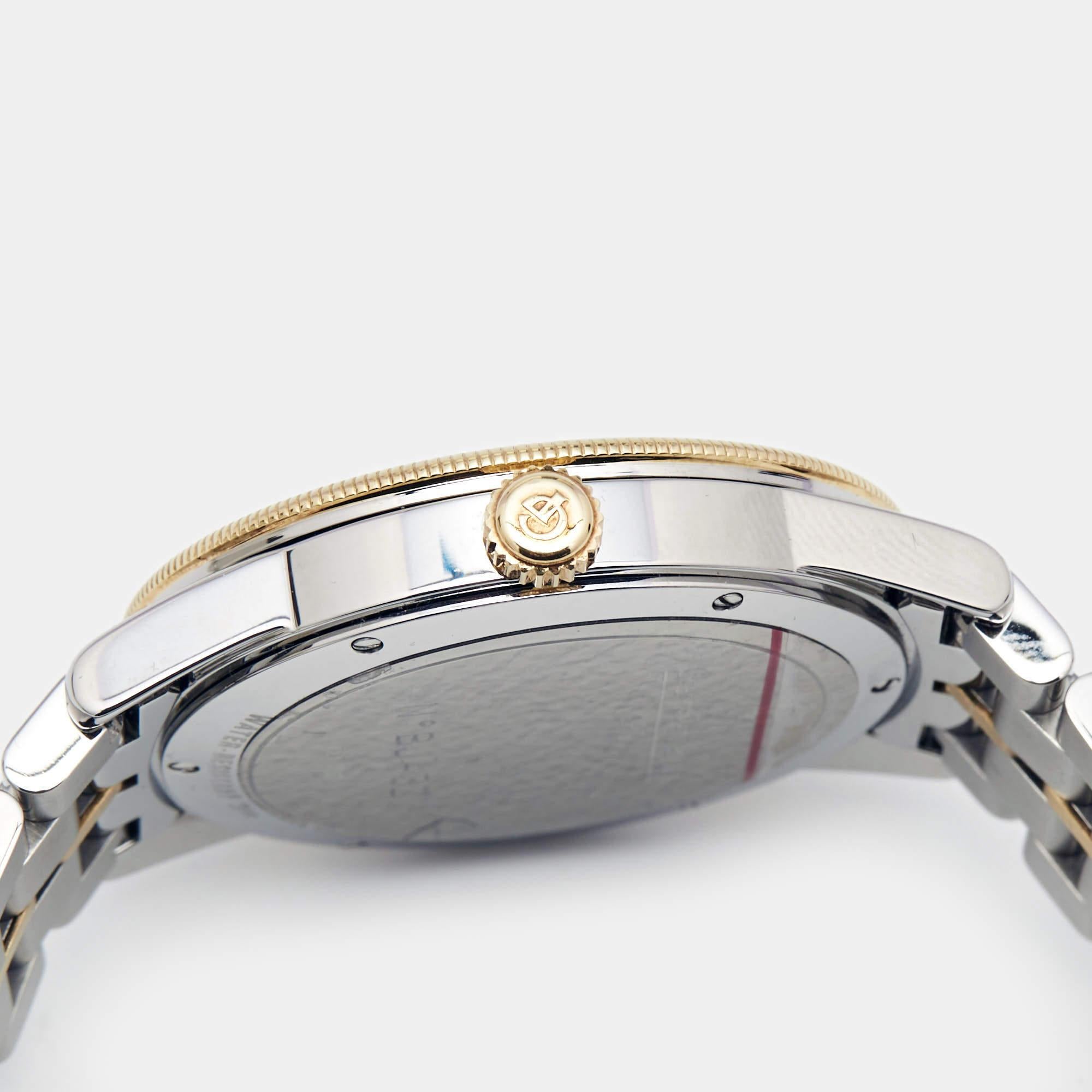 Girard Perregaux Silver 18K Yellow Gold Stainless Steel Wristwatch 38 mm In Good Condition In Dubai, Al Qouz 2