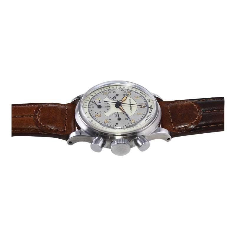 Girard Perregaux, chronographe en acier inoxydable des années 1950 en vente 3