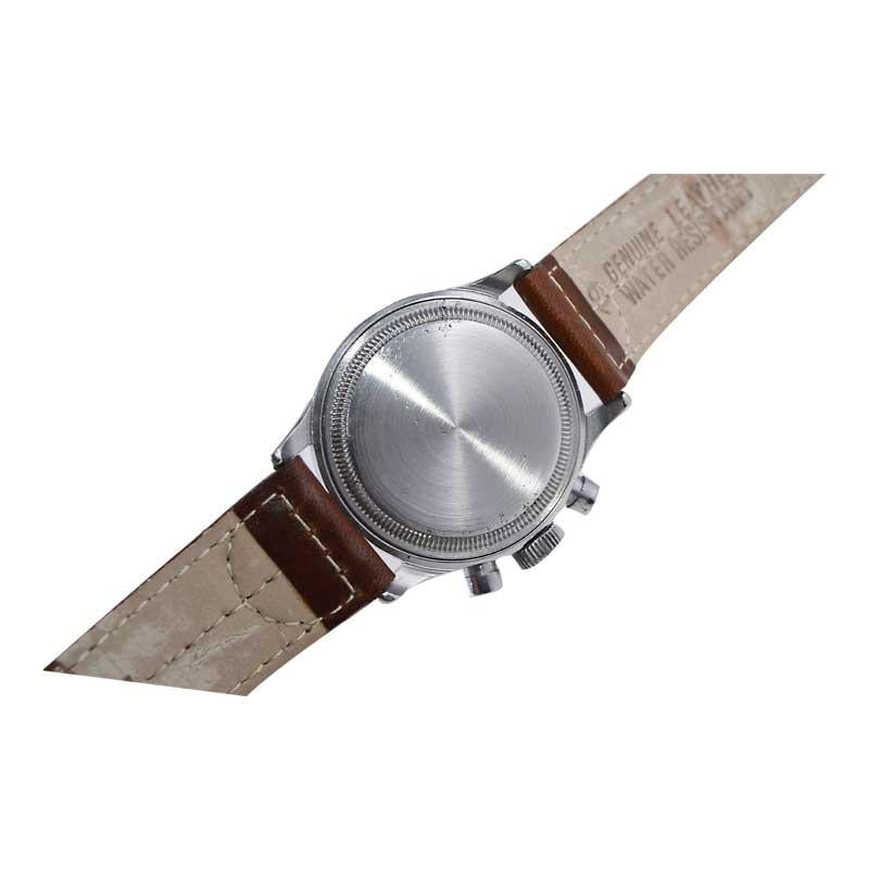 Girard Perregaux chronographe en acier inoxydable des années 1950 en vente 5
