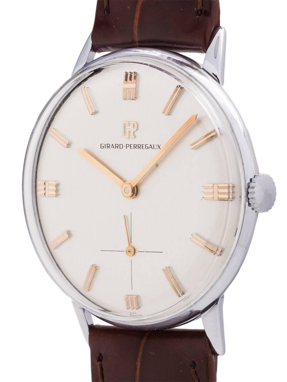 Girard Perregaux Stainless Steel Dress Model Manual Wind Wristwatch, circa 1960s In Excellent Condition For Sale In West Hollywood, CA