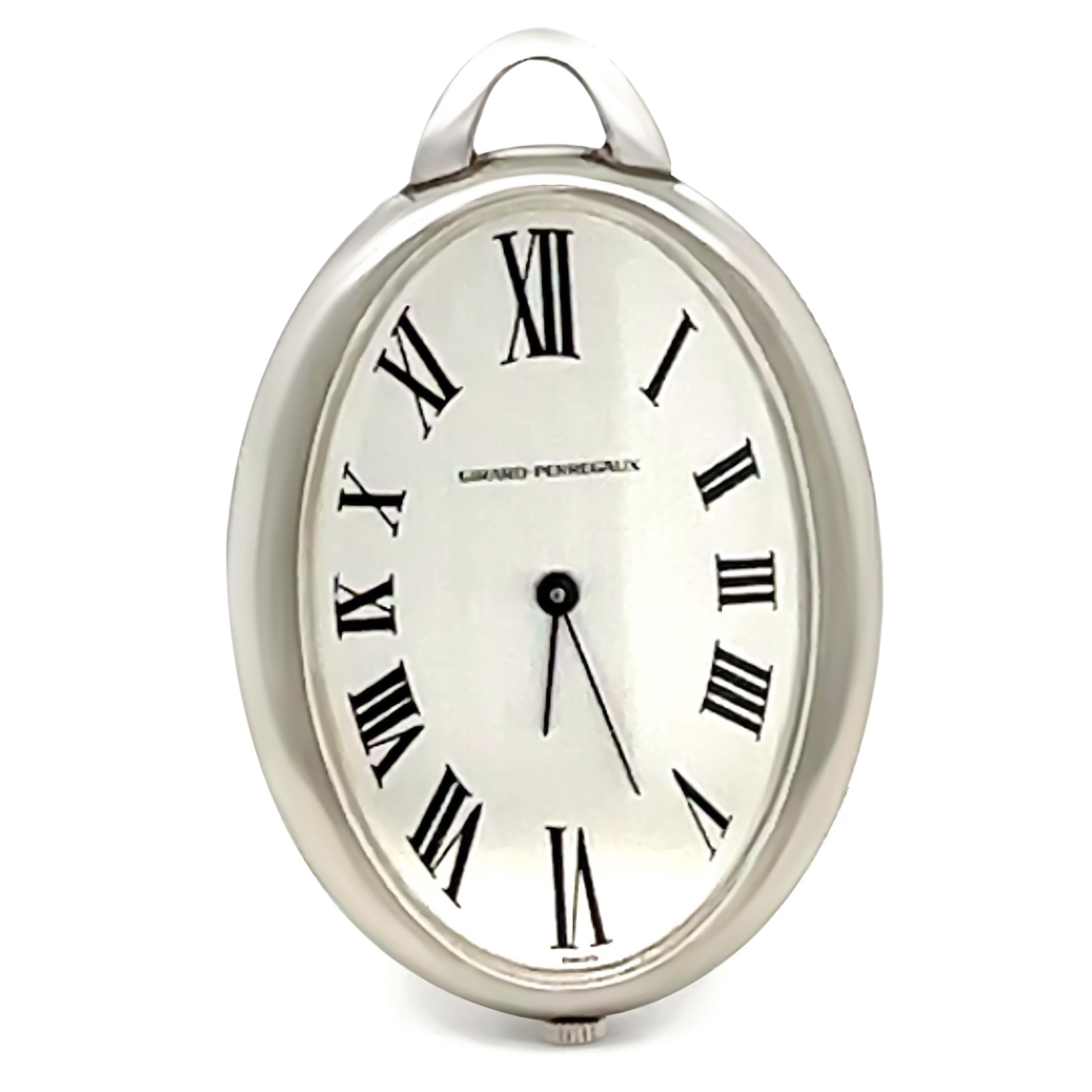 Girard Perregaux Stainless Steel Oval Pocket Watch In Excellent Condition For Sale In SYDNEY, NSW