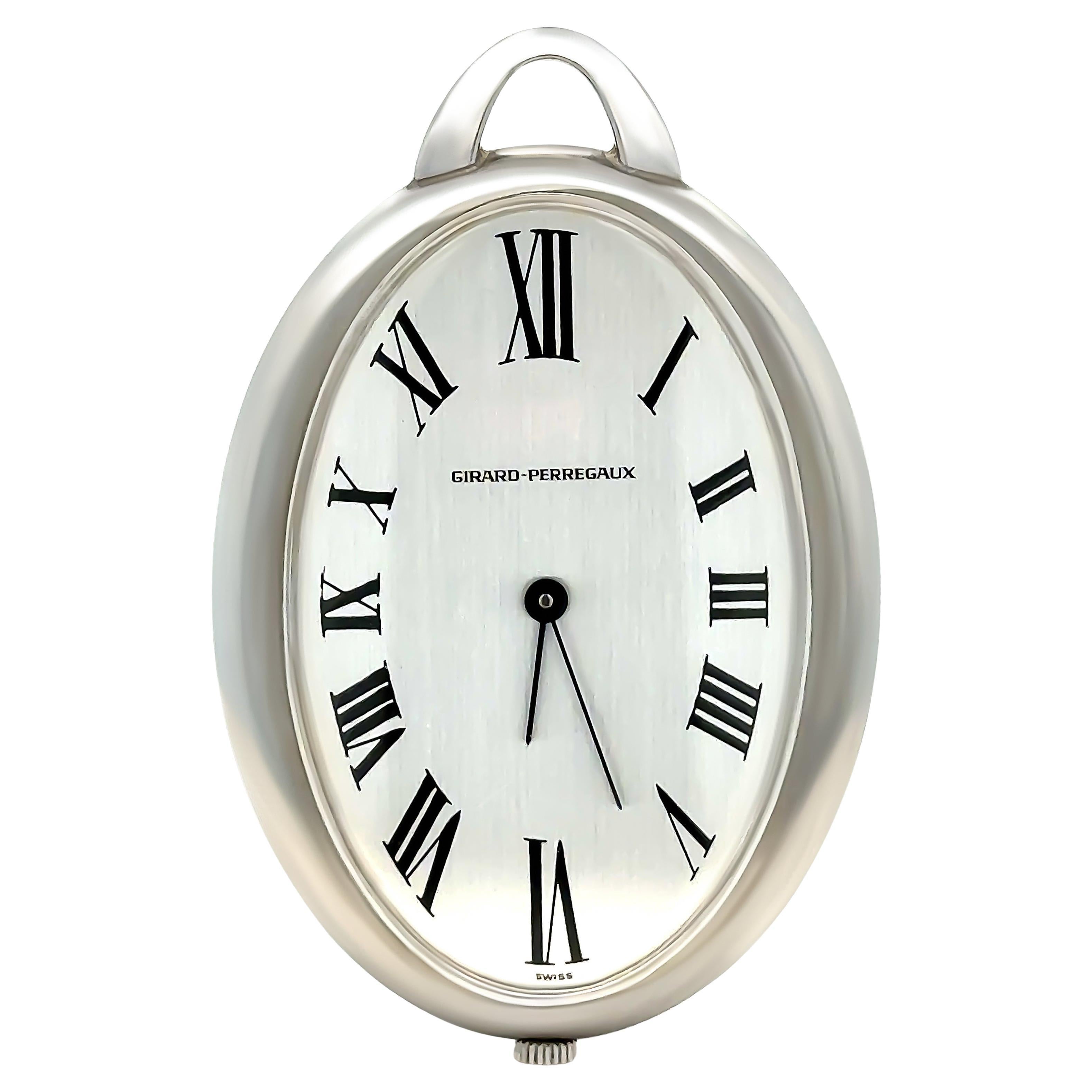 Girard Perregaux Stainless Steel Oval Pocket Watch