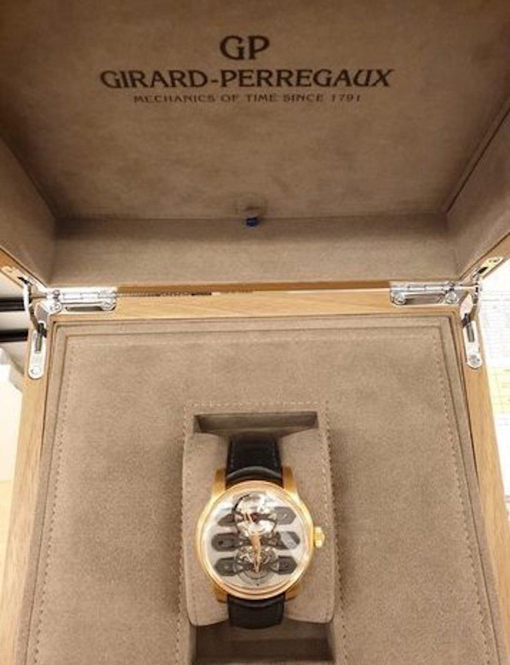 Men's Girard Perregaux Three Bridges Neo Tourbillon Rose Gold Wristwatch For Sale